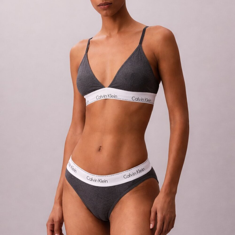 Calvin Klein | EUC Icon Cotton Modal Lightly Lined Triangle Bralette Gray Large